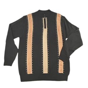 NWT Men’s Miko black/tan color block wool blend lightweight sweater size large